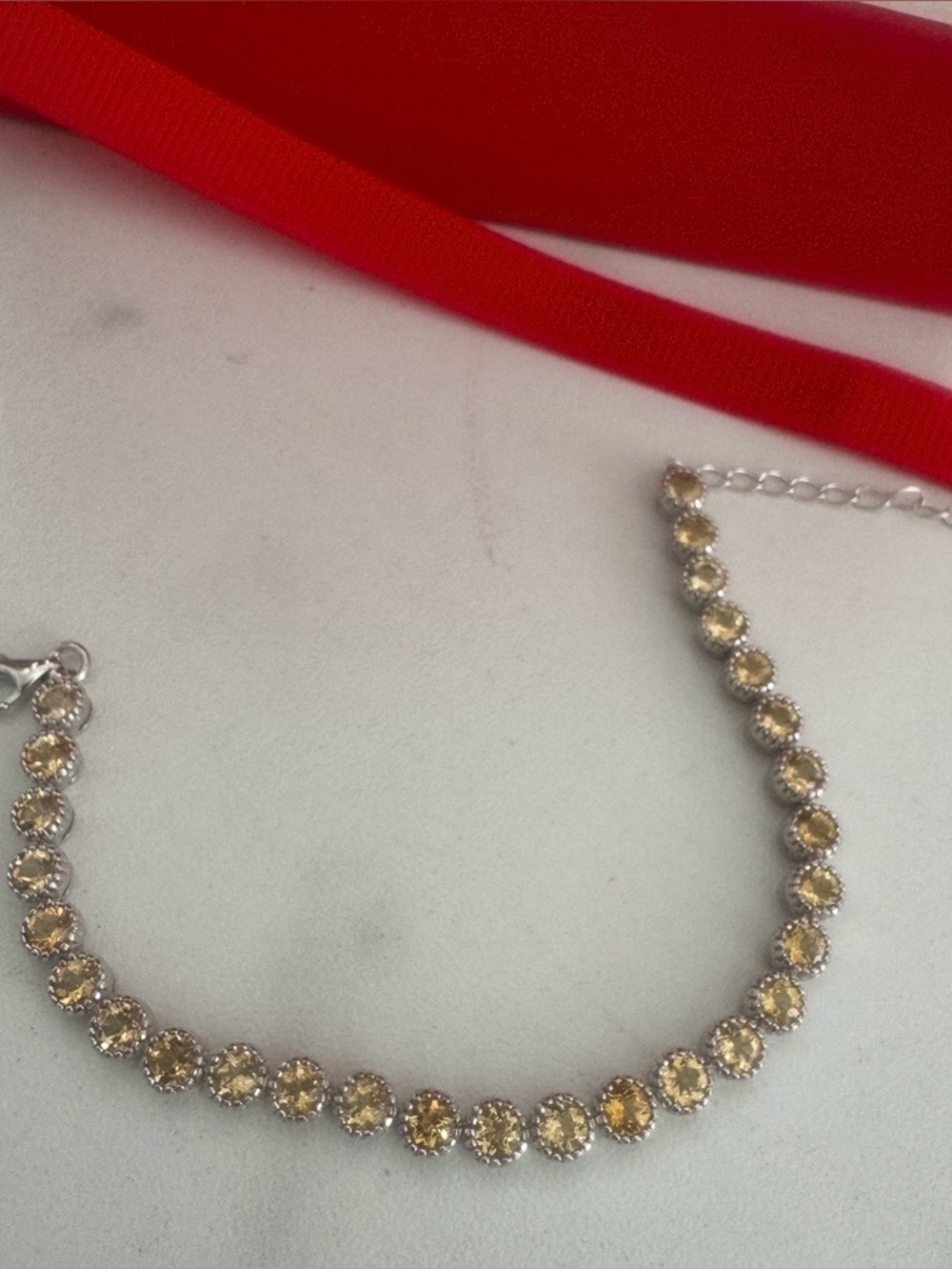 Natural Citrine Bezel Tennis Bracelet-s925 Sterling Silver